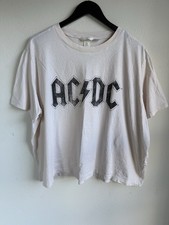 H&M AC/DC T-shirt Womens XXL Cream Short Slee...