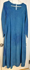 Medieval Raw Silk Watercolor Blue Peasant Long Sleeve Gown Medium Halloween