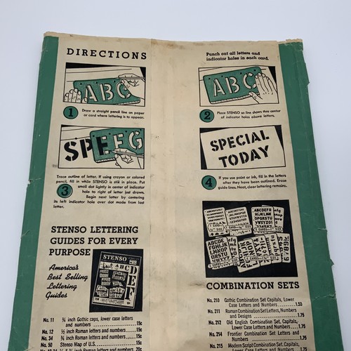 Stenso Schriftführungs-Set Nr. 94 1954 - 4 Zoll hohe Buchstaben Zahlen Vintage - Bild 15 von 16