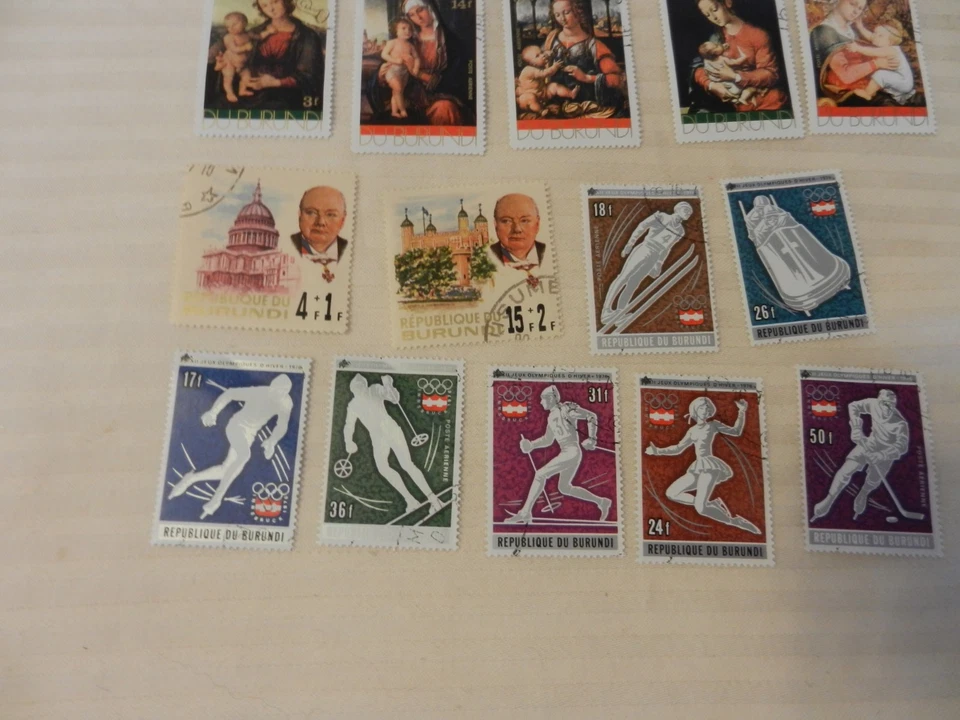 Lot of 18 Burundi Stamps, Churchill, Sports, Art, Labor from 1969, 1971, 1976 - Image 3 of 3