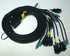 Tripple DualKVM Switch Cable DB15 Video to DB25 Parallel PS2 Keyboard Mouse KVM