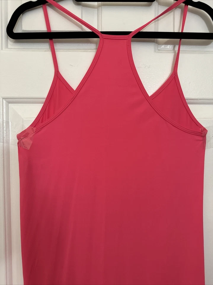 Coco Rave 深珊瑚色/粉红色游泳遮盖背心连衣裙海滩荷叶边下摆大号 — 第 4/4 张图片