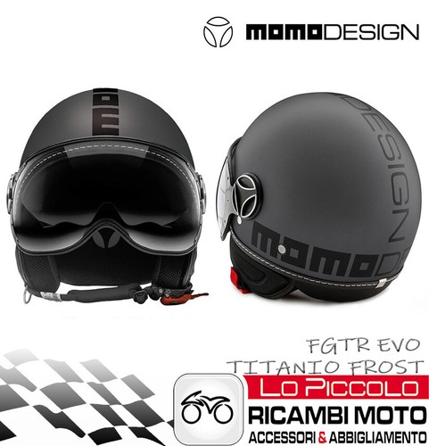 MOMO DESIGN CASCO MOTO DEMIJET FGTR EVO TITANIO FROST/NERO MIS.XL | eBay