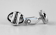 MONTBLANC GEMELOS PLATA ESTERLINA CADENA OVALADA 3 ANILLOS NUEVO ALEMANIA 105877 # 11