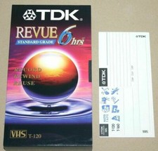 TDK Revue Standard Grade Blank VHS Video Tape 6 hrs Hours with Label Stickers