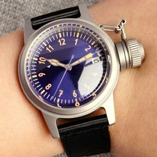 36mm Tandorio Sterile Blue Dial NH35A Automatic Mens Watch Bow Sapphire glass