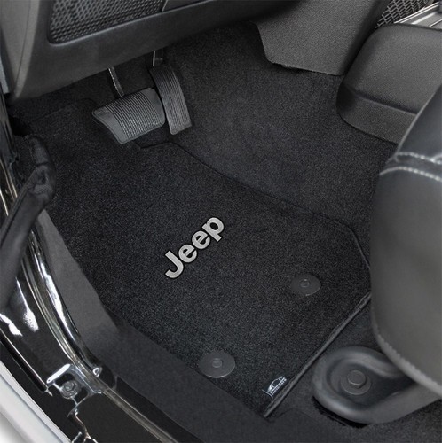 1984-2001 Jeep Cherokee Black Velourtex Carpet - 4pc Mat Set - Silver Jeep Logo - Bild 5 von 8