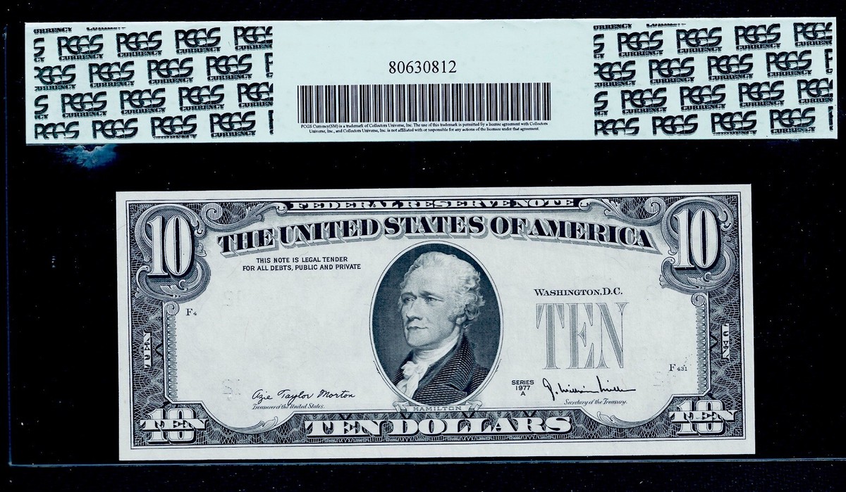 ⭐ 1977 A $10 Federal Reserve Note Overprint on Back Error