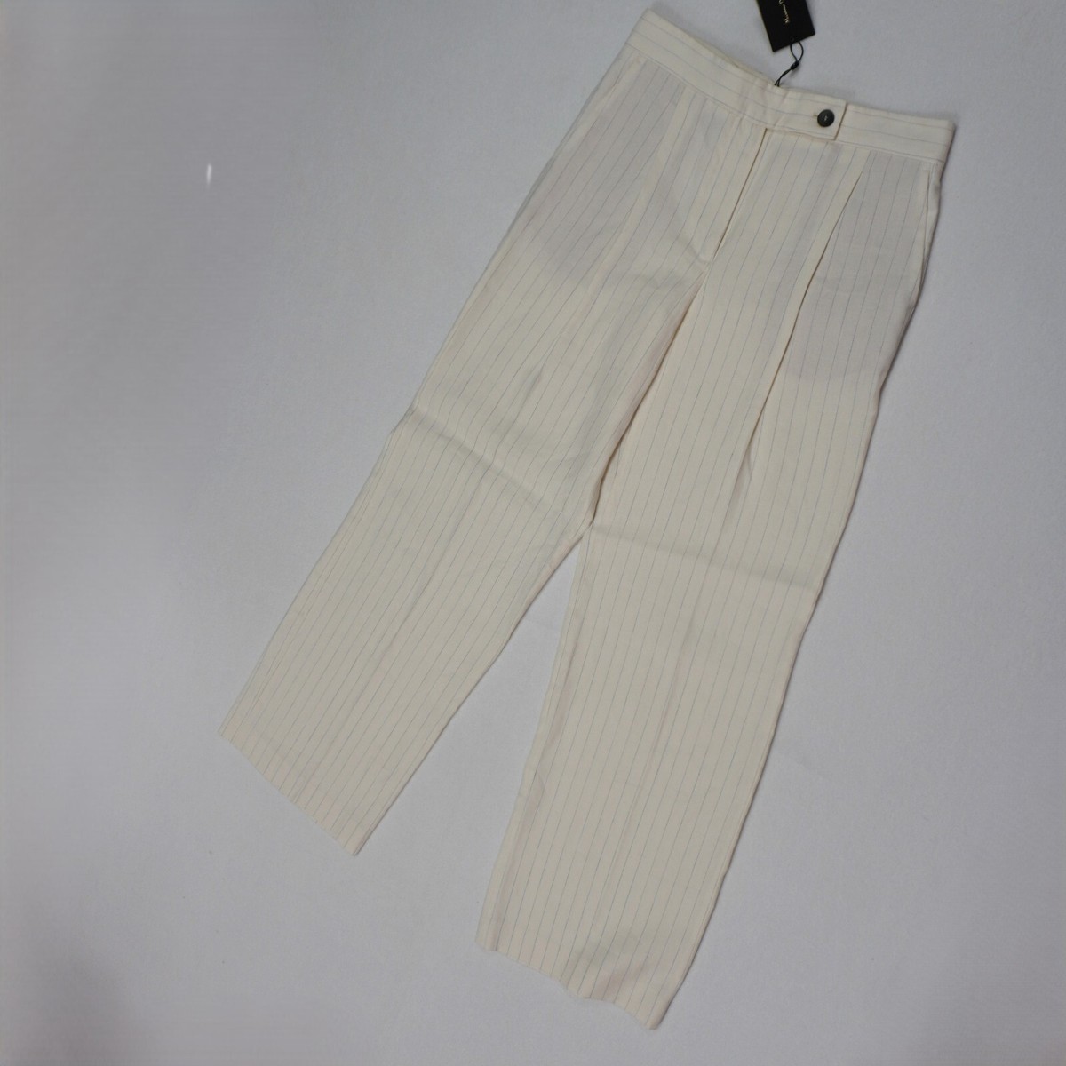 Massimo Dutti【NEW】Linen blend pinstripe trousers Massimo Dutti - Linen Blend, Wide Leg Pant - Off White