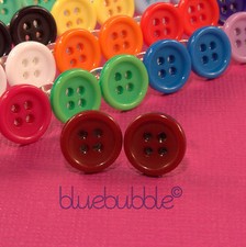 Funky 15mm Button Earrings Cute Kitsch Retro Kawaii Pop Sewing Emo Sweet Vintage