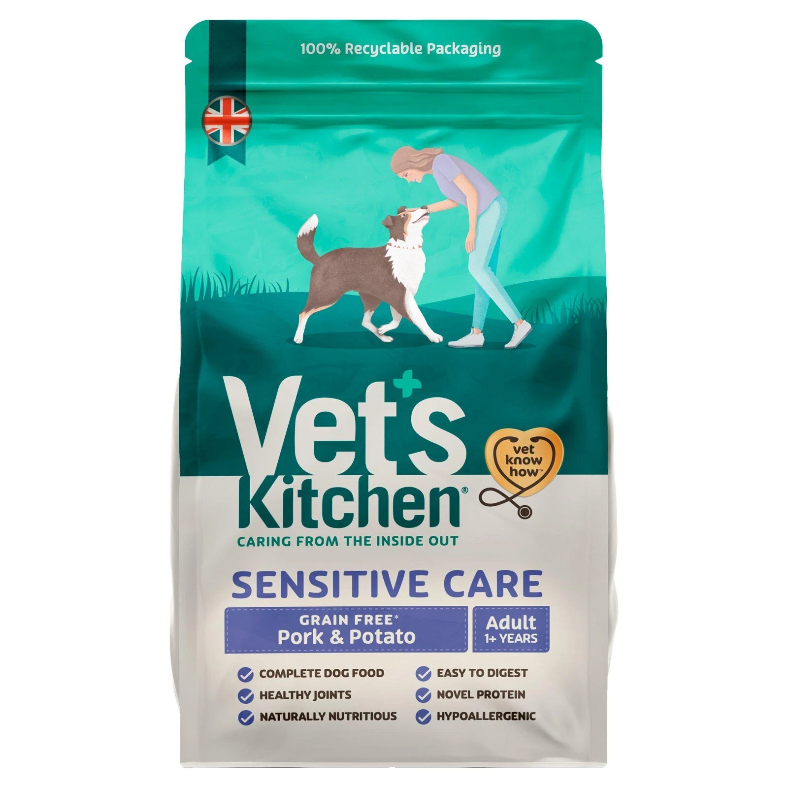 Vet's Kitchen Sensitive Care Grain Free Dry Dog Food Pork & Potato 2.2kg