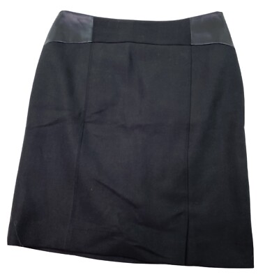 Hugo Boss Women's Valeta Black Pencil Skirt Size 10 Black Vegan ''Leather'' Accent