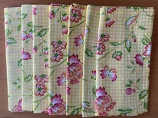 Set of 7 Cloth Green Floral Reversible Cloth Napkins C&F Enterprises in EUC
