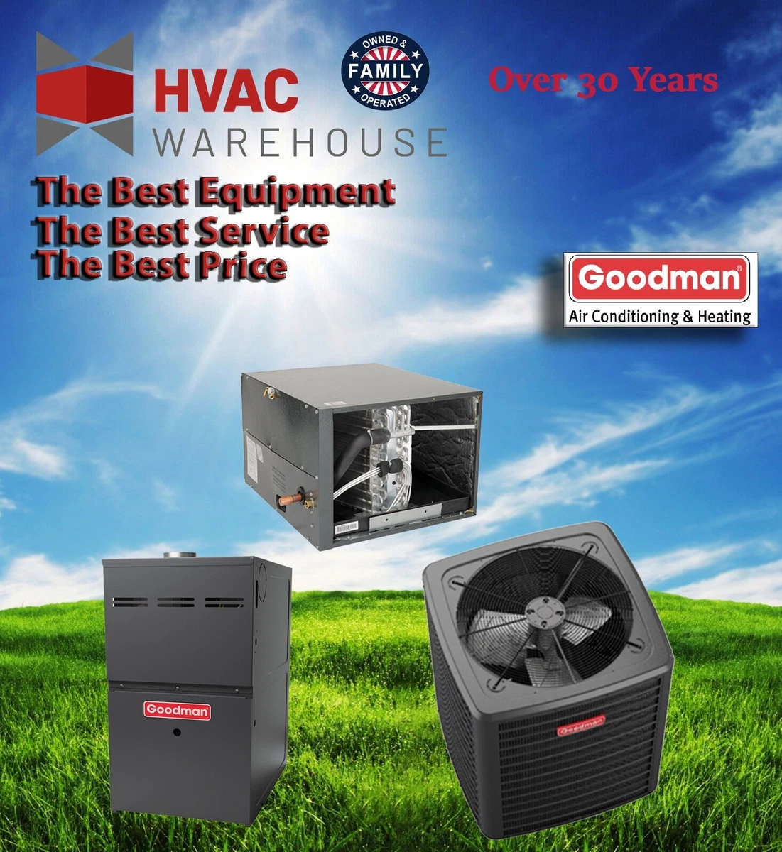 3 Ton 14.5 SEER2 80% 80 kbtu Horizontal Goodman AC Gas Furnace System  CHPTA3630B | eBay