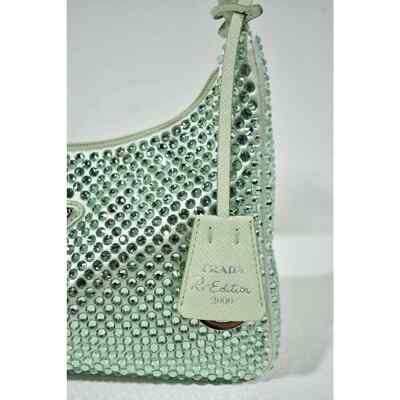 Prada Re-Edition 2000 Green Satin Crystal Nylon Shoulder Top Prada Re-Edition 2000 Green Satin Crystal Nylon Shoulder Top