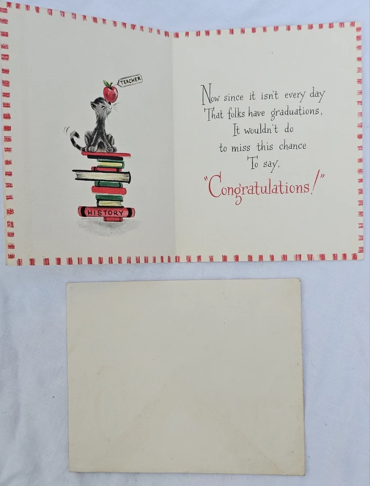 Rare Unused JC Hall Bros Hallmark Greeting Card 1940's-50's Congrats Graduate - Image 3 of 4