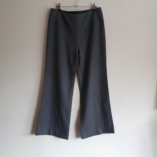 Kaliko Womens Trousers Grey Wool Wide Leg Soft Feel Size UK 12 EU 40