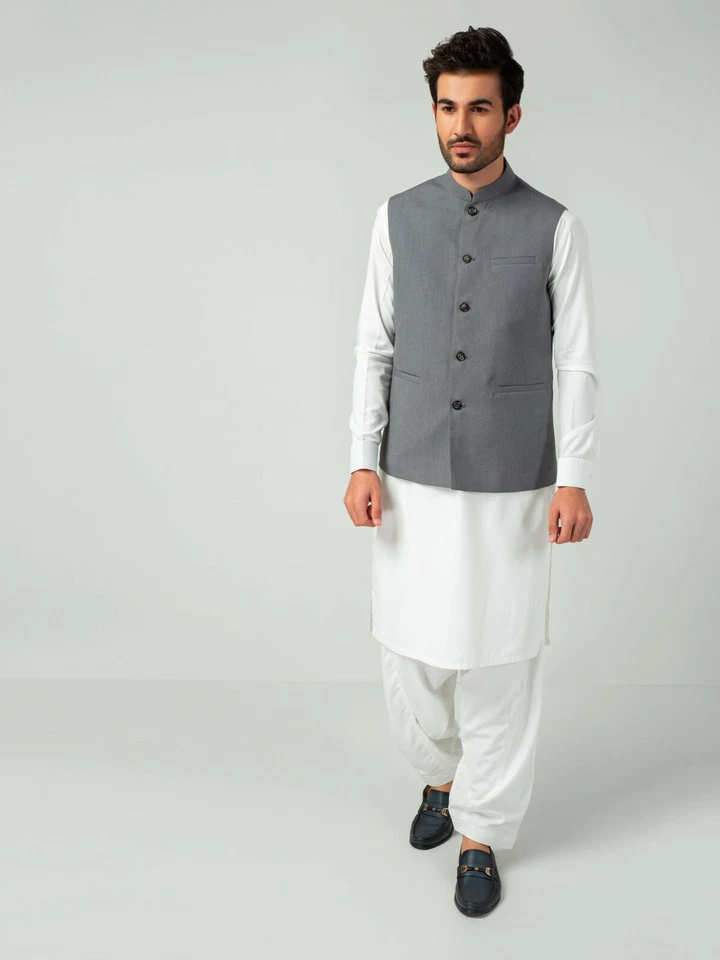 Mens Gray Single Breasted Formal Wedding Smart Casual Waistcoat Vest - Image 2 of 3