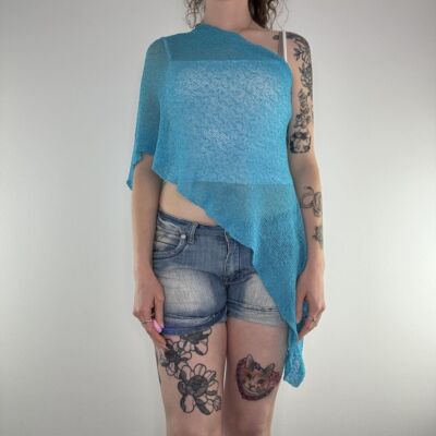 Y2K Strick Multiway One Shoulder asymmetrisch Cover Up Top