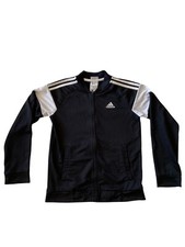 Adidas Full Front Zip Jacket Black Boys Size Medium 10-12 GUC
