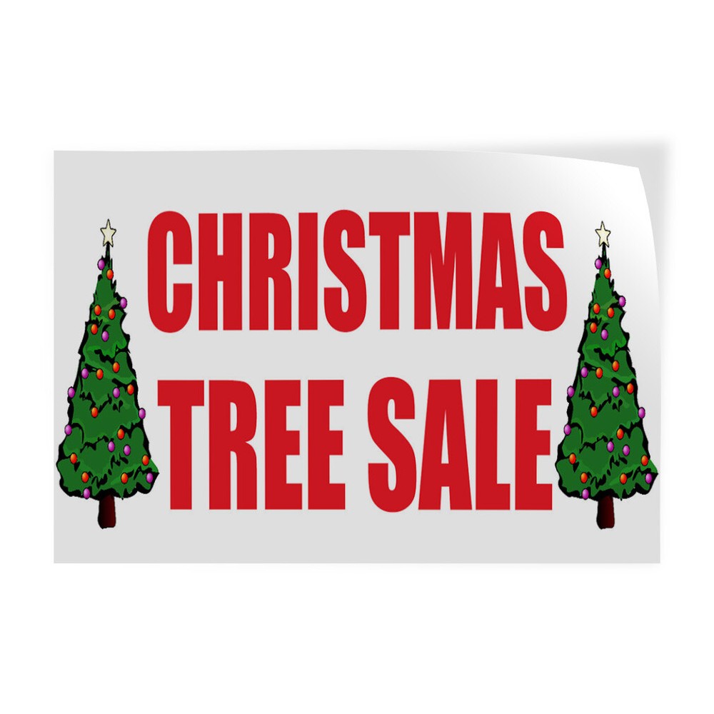 Decal Stickers Christmas Tree Sale Promotion Business Vinyl Store Sign Label