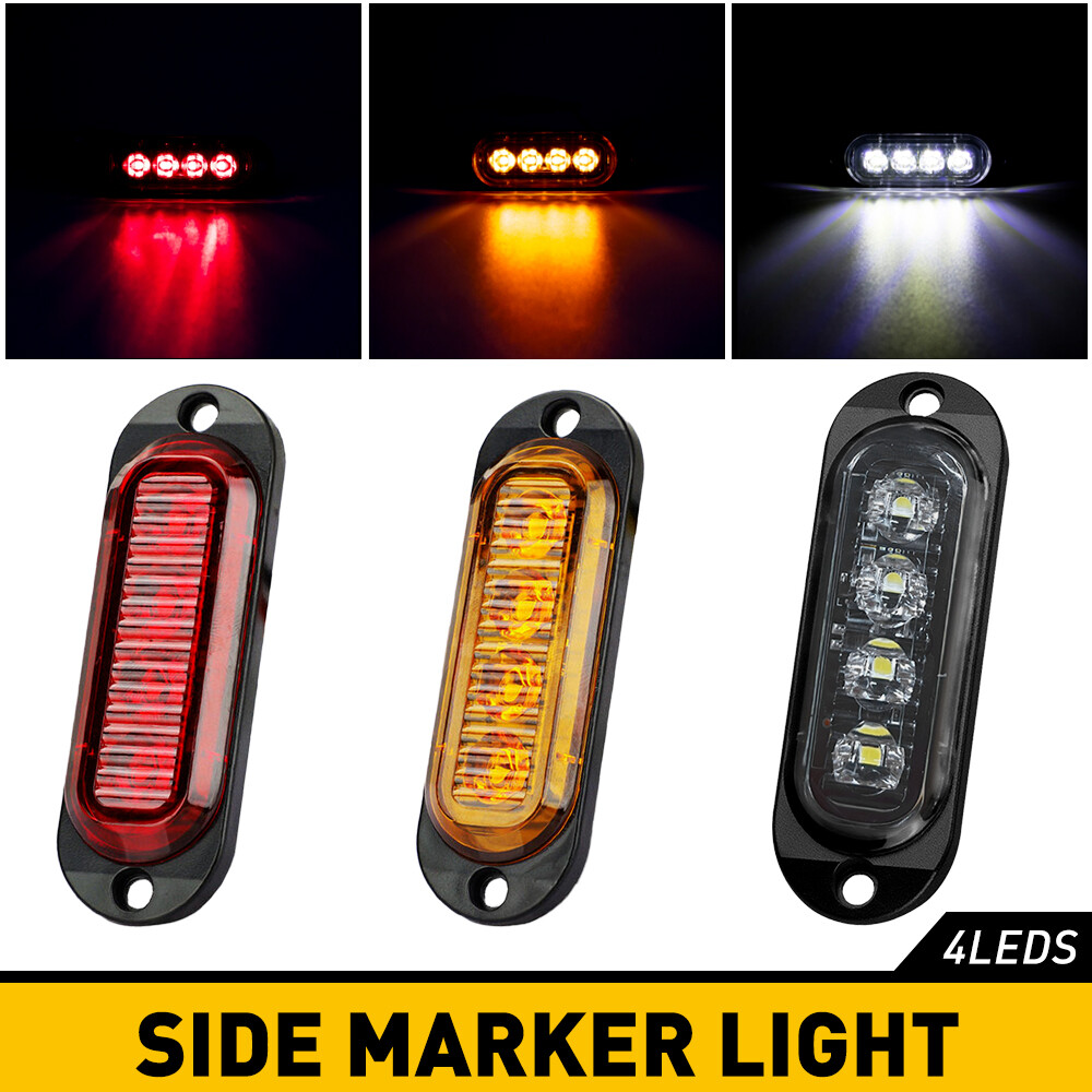 White Amber Red LED Clearance Side Marker Lamps for Trailer Truck RV 12V-24V