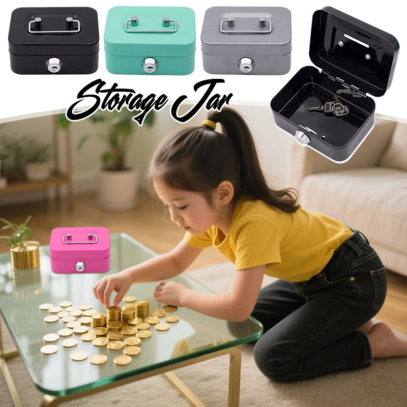 Key Lock Home Money Box Money Saving Box Portable Durable Small Storage Box - Image 2 of 4