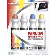 Chroma Window Marker Pack: Washable Glass Markers Auto Writers for Cars, 4 Count