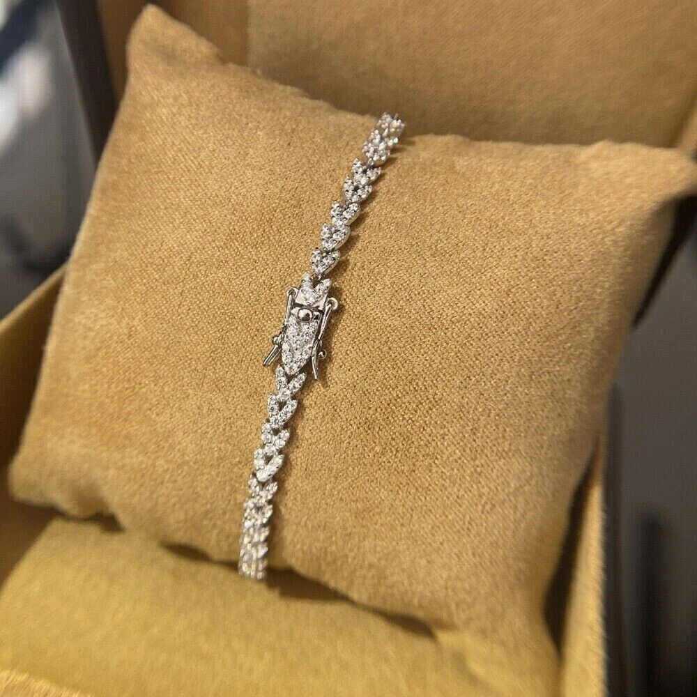 VALENTINO Bracciale Tennis Moissanite Taglio Tondo Regalo Mamme 5 Ct 7 in Argento Sterling 925