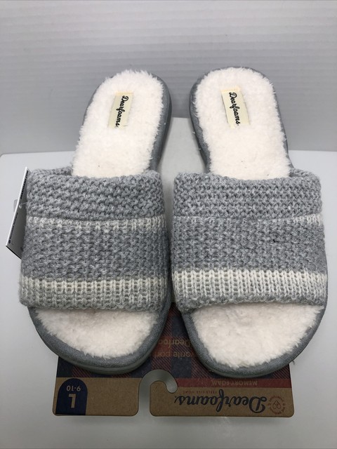 Dearfoams Large 9 10 Slippers Memory Foam No Sweat Comfort Grey Slip-On for sale online | eBay