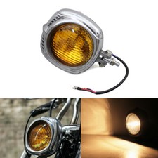 4.5 Vintage Old School Retro Yellow Lens Headlight For Harley Bobber Chopper