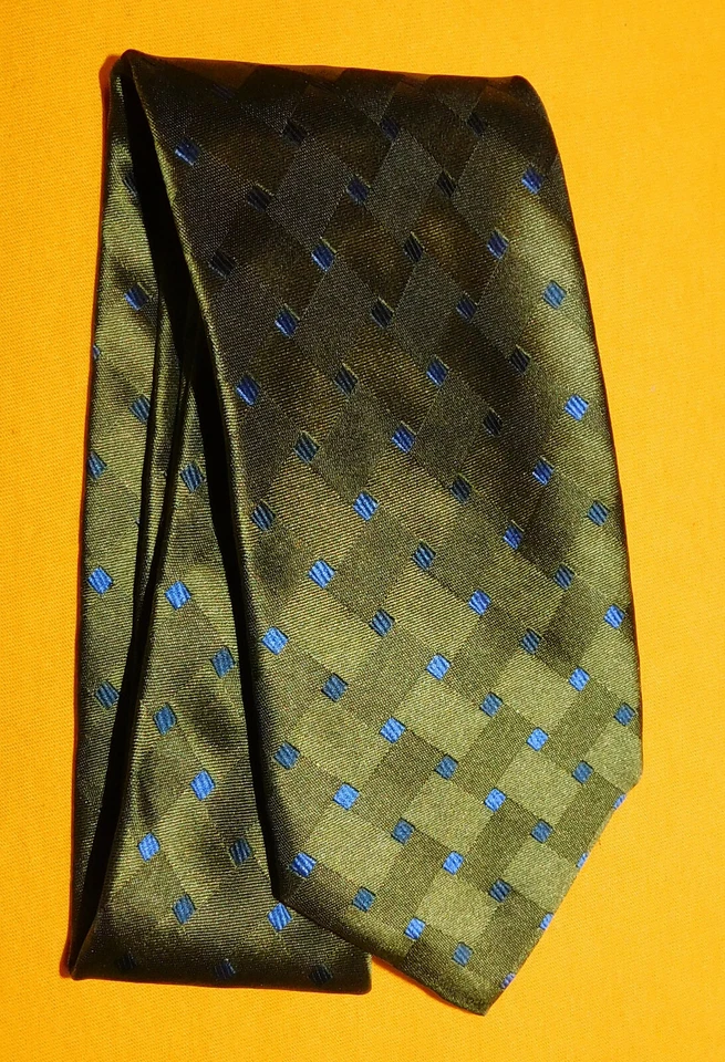 LES COPAINS 绿色/蓝色方形领带 - 全新无标签 - 领带 - 领带 - 设计师领带。 — 第 2/3 张图片