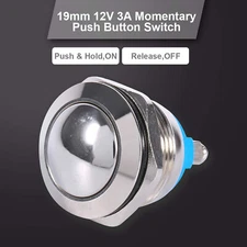 19mm Water Proof Starter Switch Boat Horn Momentary Push Button Stainless Steel