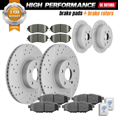 Front Rear Drilled Disc Rotors + Ceramic Pads for Subaru Legacy Outback Impreza