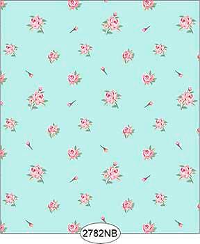 DOLLHOUSE WALLPAPER 1:12 SCALE - DANIELLA FLORAL TOSS BLUE-NO BORDER - 2782NB