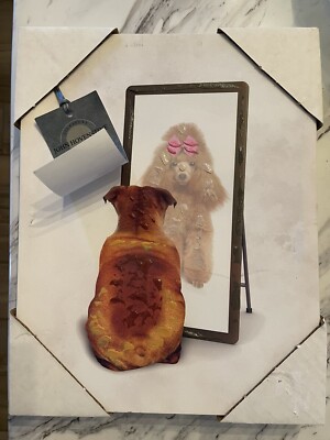 New Dog Looking In Mirror Canvas Print Canvas - 3D Paint Texture