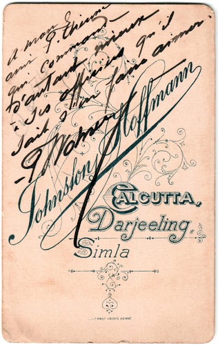 Cdv Indien.India.Widmung an meinen Freund Etienne.Foto Johnton Hoffmann Kalkutta.1890. - Bild 2 von 2