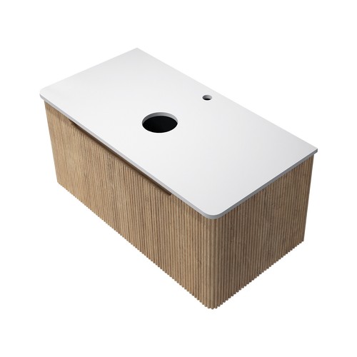 ACA Wall Hung Vanity Unit 610/750/910mm Cabinet Single Drawer Stone Counter Top - Picture 51 of 71