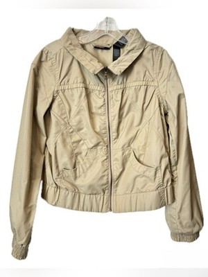 DKNY Active Beige Lightweight Zip Front Jacket Women s Size Small