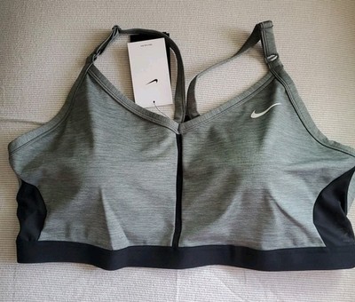 Nike Sports Bra NWT 3X Dri-FIT Light-Support Padded V-Neck Grey @ Black #220