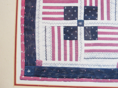 Kate Adams FOUR FLAGS Lithograph Quilt Art Print Framed Ready to Hang GC - Picture 7 of 12
