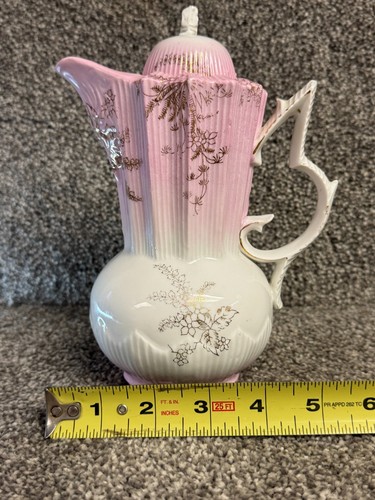 vtg 8" floral chocolate / milk / teapot lid pink white gold floral kitchen -1465 - Picture 14 of 14