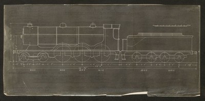 4-6-0 Lokzeichnung L&SWR 4 Zylinder Nr. 330-334 Technikplan um 1920