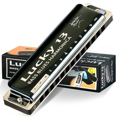 Lucky 13 Bass Plus Blues Harmonica 13 Holes Diatonic Harp Mouth Organ Profess...