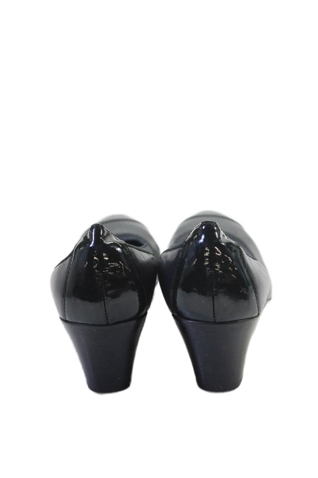 Munro Womens Leather Cap Toe Slide On Pumps Navy Blue Black Size 4.5 Medium - Image 3 of 4