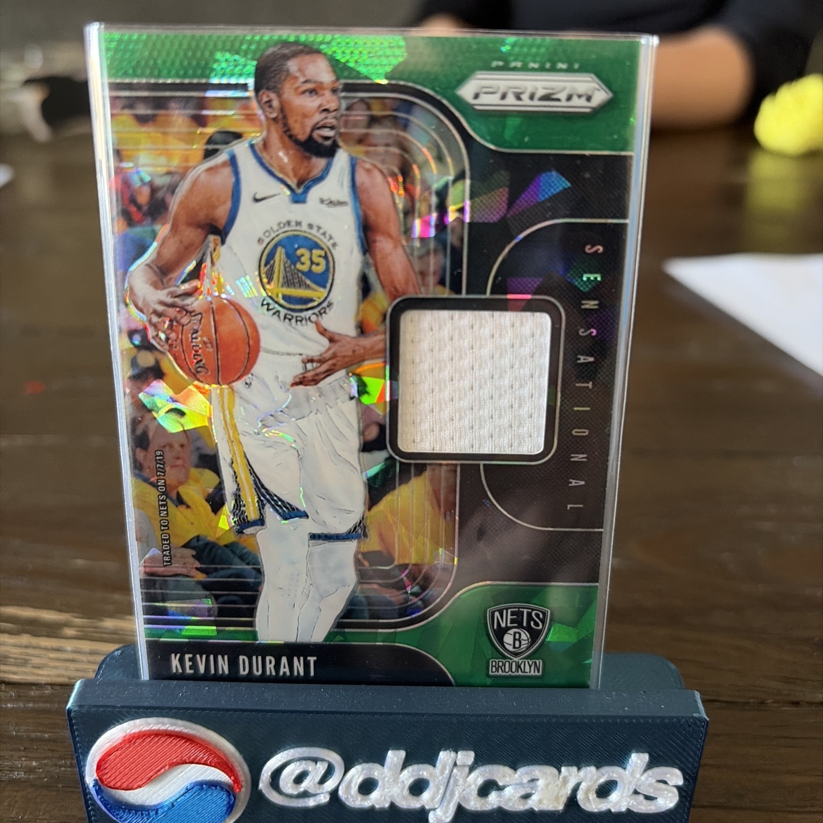 2019-20 Panini Prizm Sensational Swatches Jersey Kevin Durant KDU Green Ice /56