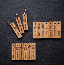 Personalized Wooden Key Fob Engraved House Car Room Key Ring Tag Label Gift