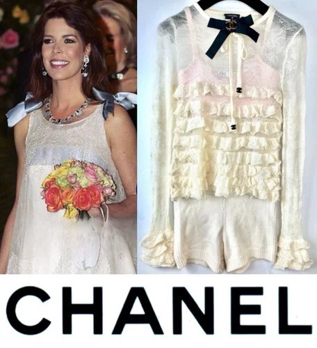 Giacca maglione Chanel 2018 bianco con volant 34 36 38 2 4 6 pantaloncini bralette S M