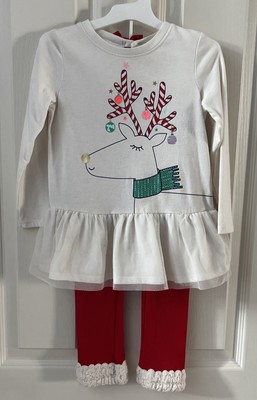 2-Piece Outfit Top & Legging Christmas Reindeer Cat & Jack Toddler Girl 4T