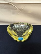 Mid Century Bohemia Glas gelber Aschenbecher Miroslav Klinger f&uuml;r elezn&yacute; Brod